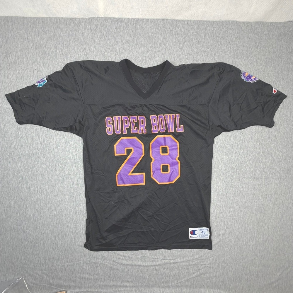 Vintage Champion Super Bowl XXVIII 28 Jersey 1994 Atlanta Black Mesh Mens 48 XL